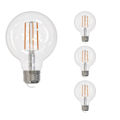LED Filament Pack of (4) 13 Watt Dimmable G25 Light Bulbs with a Clear Finish and Medium (E26) Base