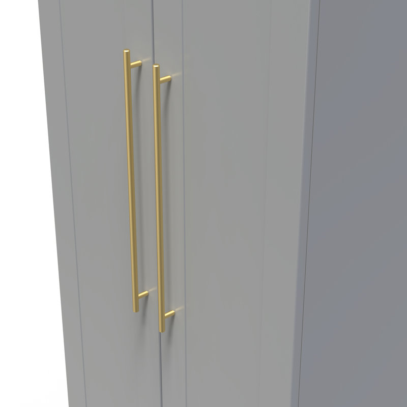 Fully Assembled 2 Door Wardrobe+, Grey Matt Veneer