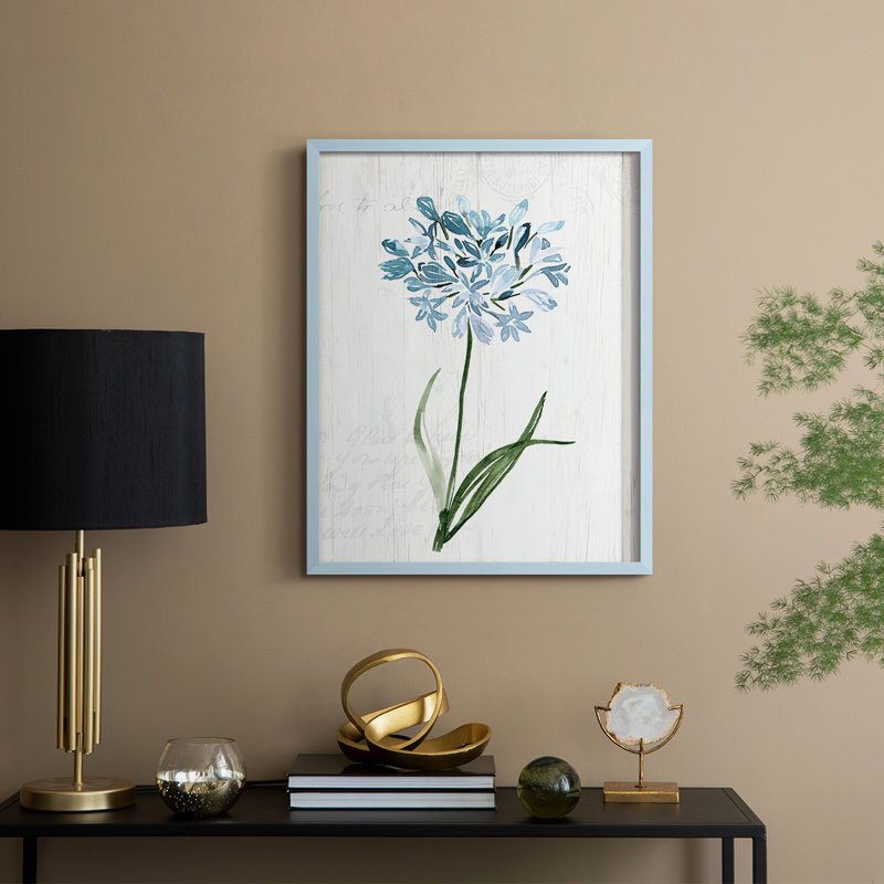 «Garden Botanical I», reproduction encadrée - bois massif, Bleu, H 15 po x l 12 po