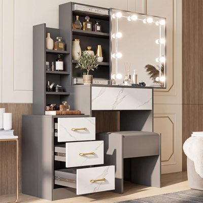 Dressing Table with Seat and Storage Included