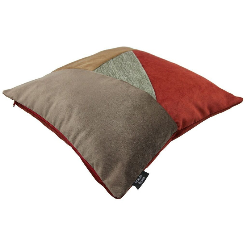 Skipper Patchwork Square Cushion, 43 x 43cm, Red/Golden/Brown