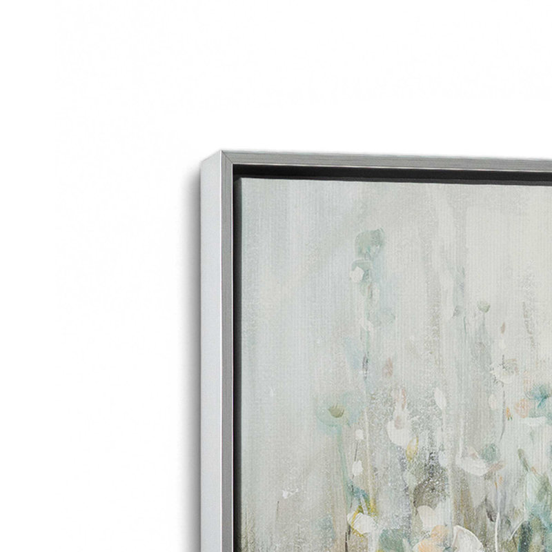 Motif de fleurs sauvages, H 32,75 po x l 48,75 po x P 1,75 po, Cadre flottant en chrome poli, 1