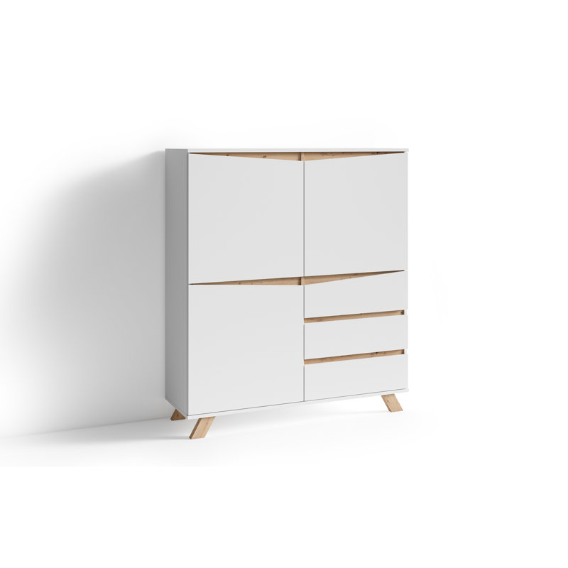 Highboard Vanderpol, White/Artisan Oak