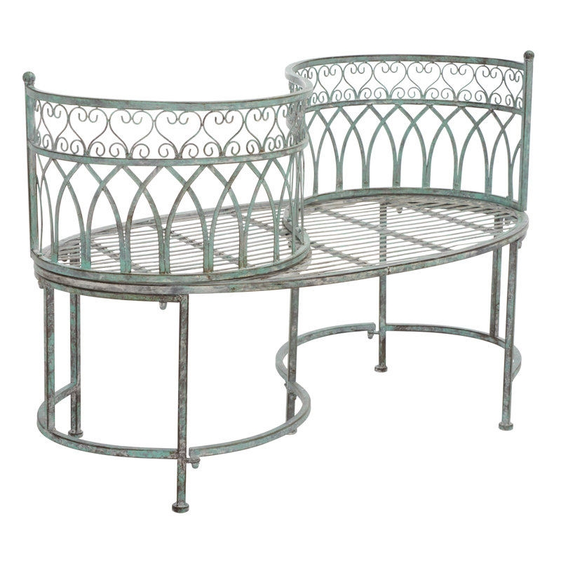 Banc tête-à-tête en fer Yelverton, Vert antique