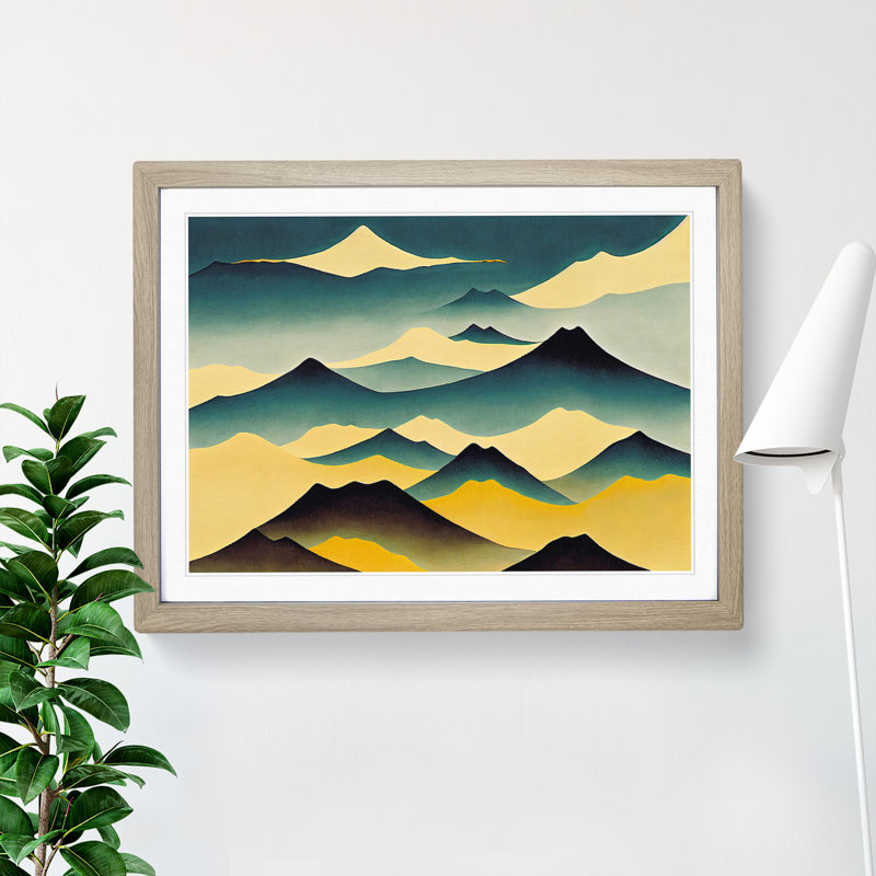 Abstract Japanese Mountains Vol.5 - Framed Print, 34cm H x 46cm W x 2cm D, Oak