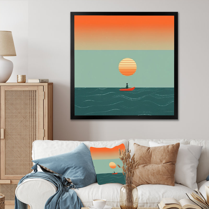 Minimalisme solidaire paysage VI sur toile, H 30 po x l 30 po x P 1 po, Cadre photo noir