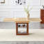 Une table de salle à manger extensible avec espace de rangement, une table de salle à manger extensible de 59 à 71 pouces. Table à tirer rectangulaire en bois avec structure en MDF robuste pouvant accueillir 4 à 8 personnes.-2053279533