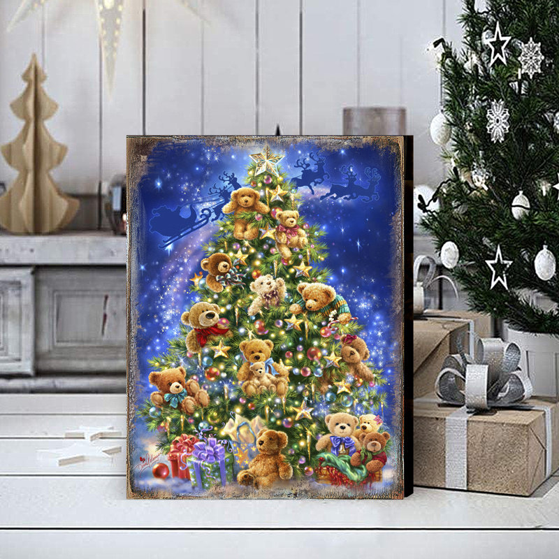 Bloc en bois teddy bear tree Mine, H 9 po x l 12 po x P 1 po