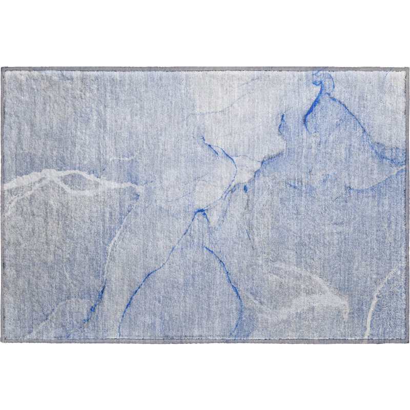Premium Machine Washable Cerrito AMF510 Blue Rug, Rectangle 1'8" x 2'6"