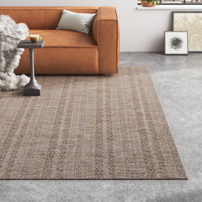 Tapis intérieur / extérieur brun à rayures Hewitt