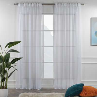 Extra Long & Extra Wide Faux Linen Sheer Curtain Single Panel