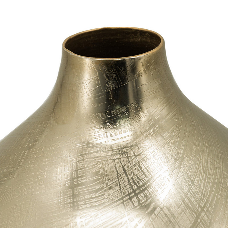 Metal Table Vase, 18.5" H x 8.3" W x 8.3" D, Gold Streaks
