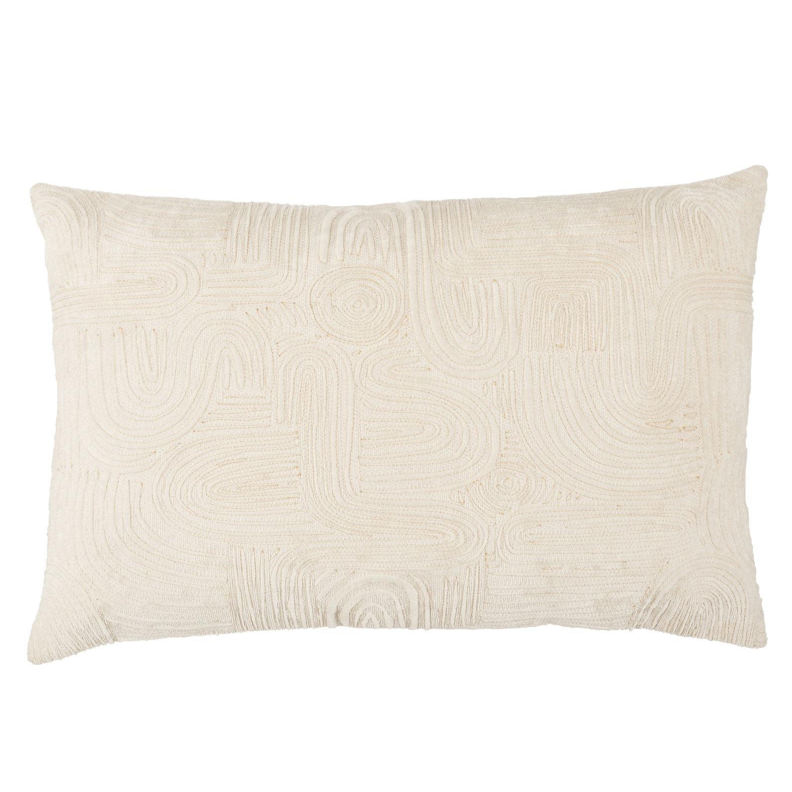 Deco 24" x 16" Cotton Pillow Cover, Ivory, Polyester/Polyfill