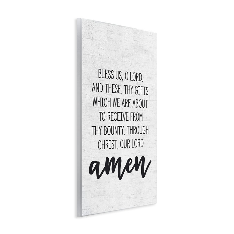 Prière « Bless Us O Lord » avant le repas avec typographie subtile - art graphique avec cadre flottant, H 15 po x l 10 po