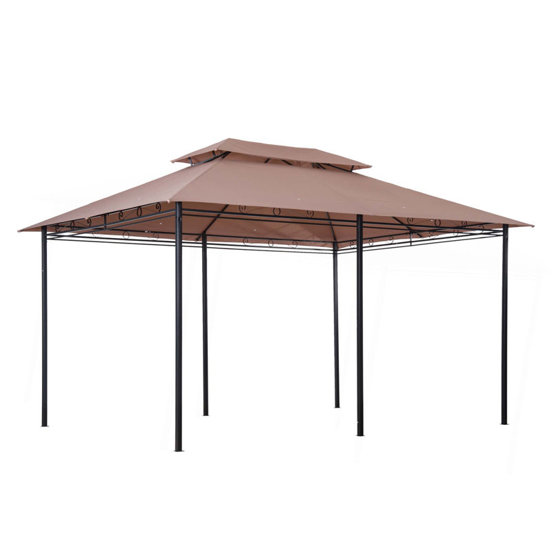 Outsunny Patio Gazebo, Outdoor Gazebo Canopy Shelter with Curtains, Vented Roof, Steel Frame for Garden, Lawn, Backyard and Deck
