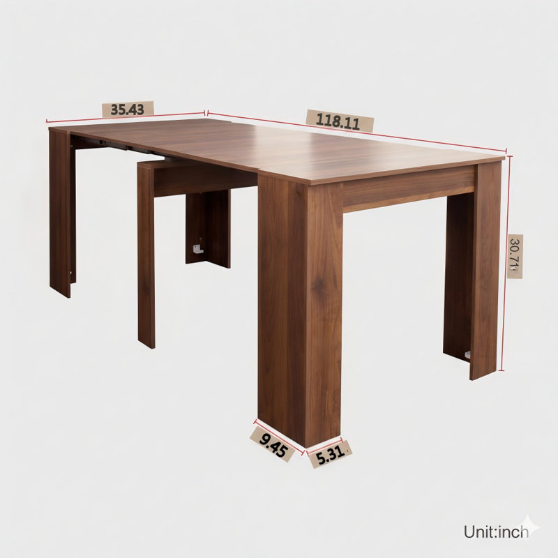 Versatile Console Table With An Extendable Design., Walnut