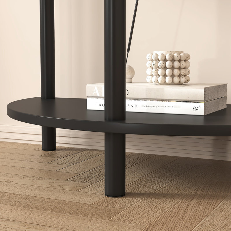 Table de bout décorative en bois avec éléments en demi-cercle