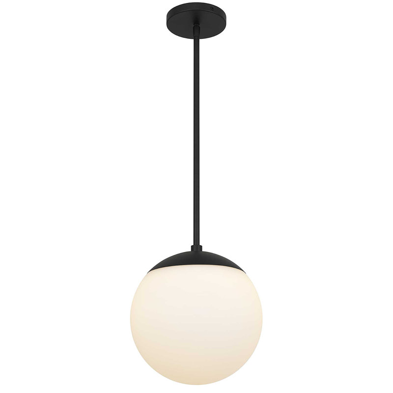 Luminaire suspendu minimaliste en verre blanc de 10 pouces à finition gravée