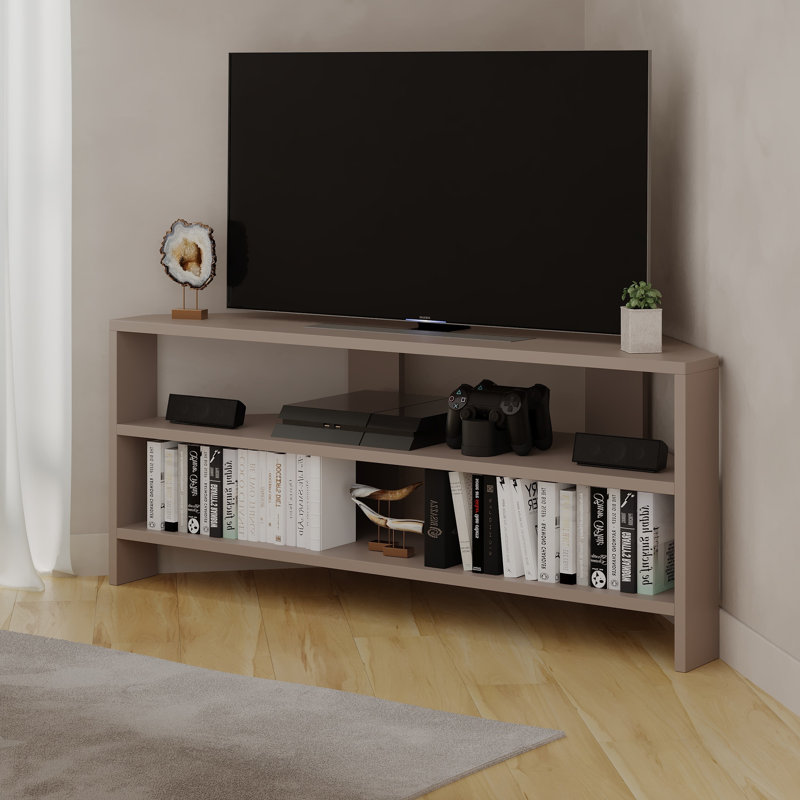 Beene TV Stand for TVs up to 49" Stylish Corner Media Unit, Light Mocha