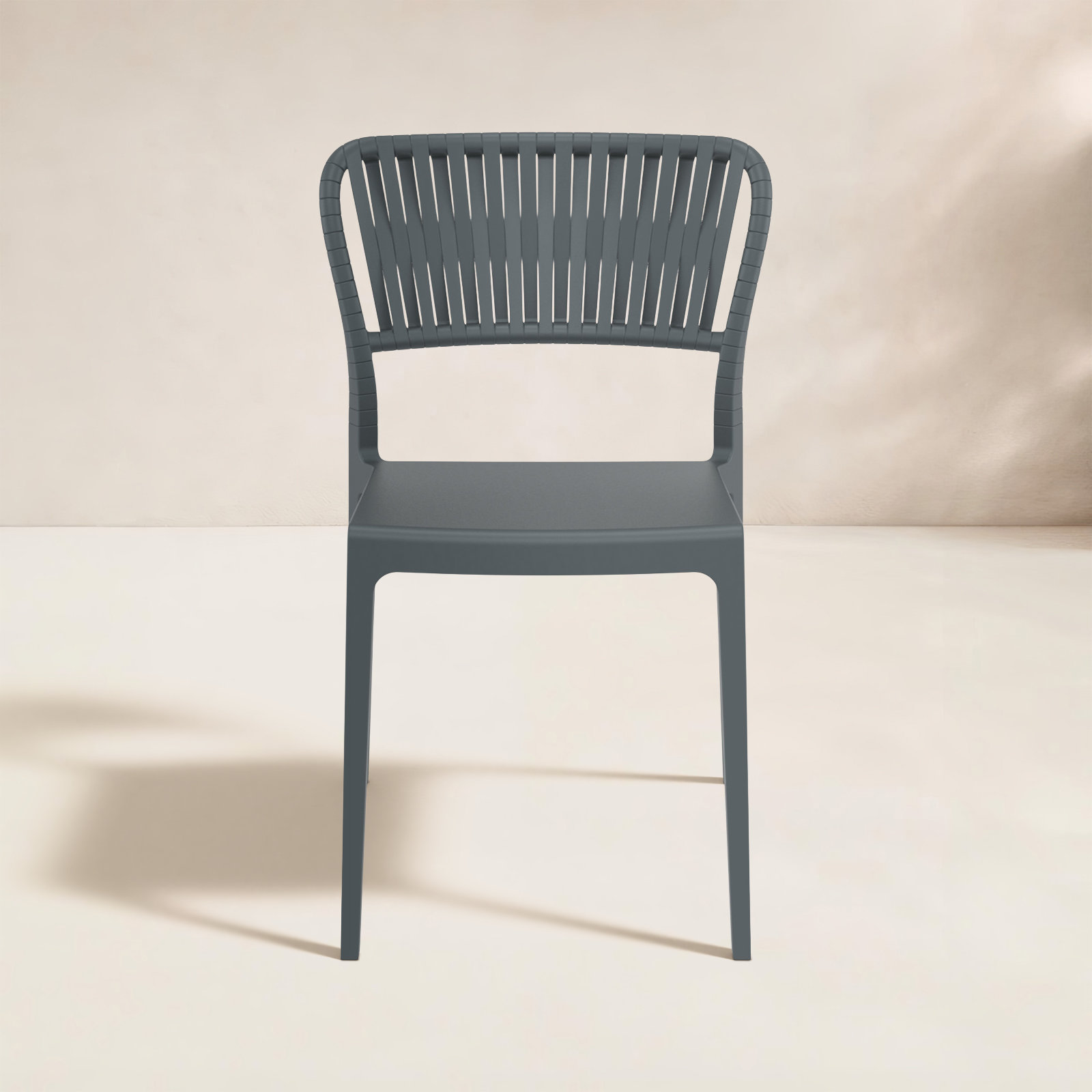 Newport Stackable Patio Side Chair, Dark Gray