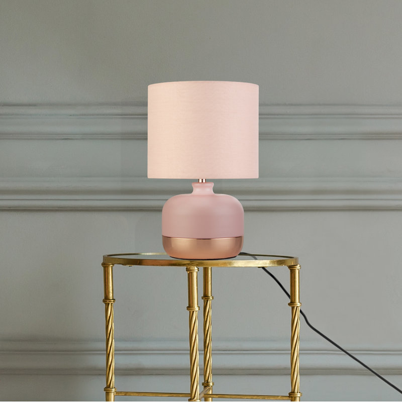 Meola Metal Table Lamp, Pink, Pink/Copper