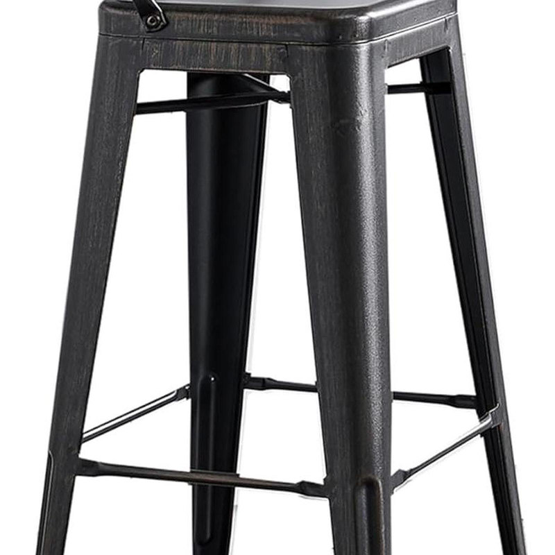 Tabourets de bar modernes, légers, industriels, contemporains, rustiques, rétro, en métal, avec dossier et 4 pattes, tabourets de bar (ensemble de 2) (siège de 30 po, noir vieilli)