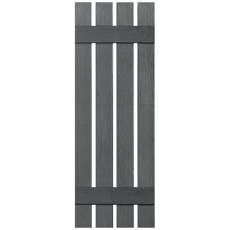 Paire de volets en vinyle à deux lattes, quatre planches ouvertes, 32 po, Gris