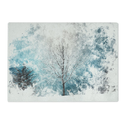 Tempered Glass Hare in a Winter Forest Chopping Board