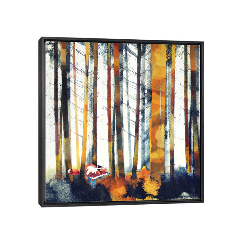 «Autumn Hunt», reproduction d'impression, H 26 po x l 26 po x P 1,5 po, Toile avec cadre noir patiné, Pas de tapis