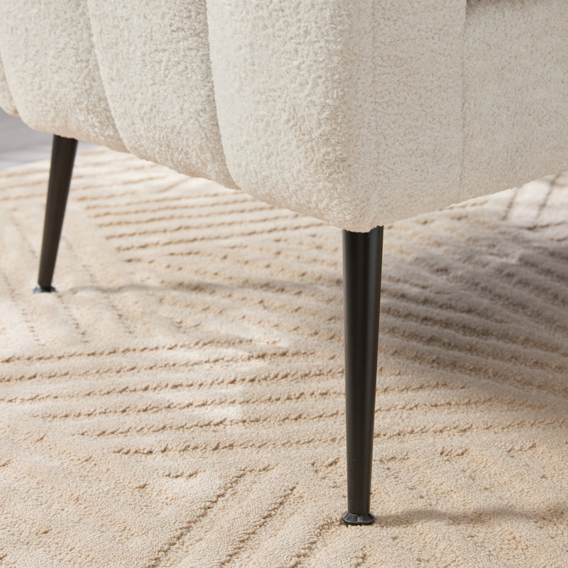 50.2" W Upholstered Channel Tufted Accent Loveseat, Ivory