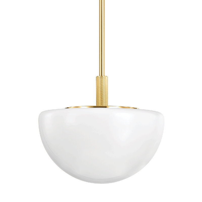 LETHBRIDGE 1 LIGHT PENDANT, 22" H x 19" W x 19" D, Aged Brass