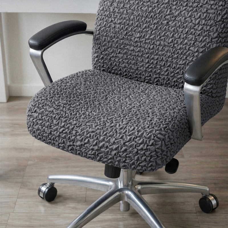 Housse extensible pour chaise de bureau - Facile à nettoyer et durable - Collection Comfort, Gris foncé