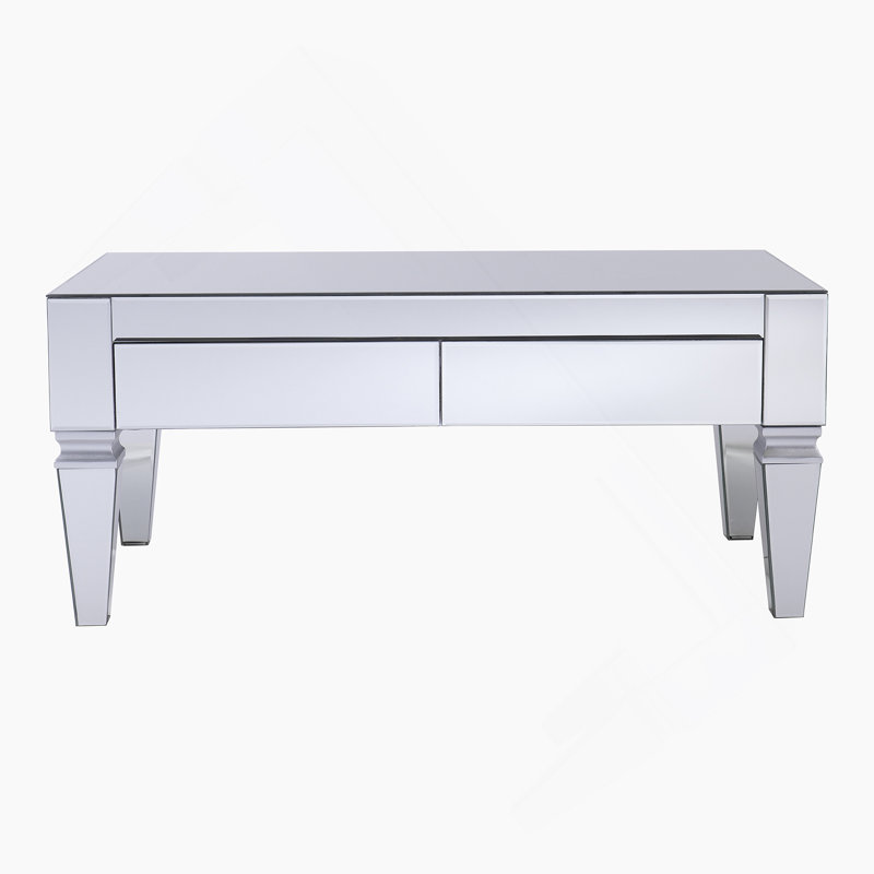 Darien Contemporary Mirrored Rectangular Cocktail Table