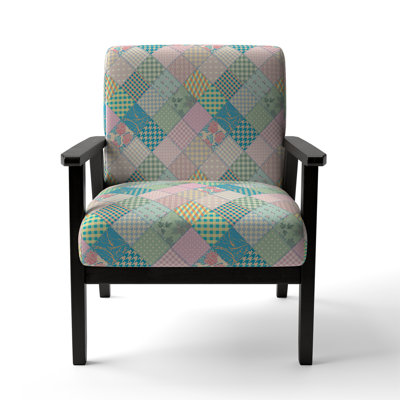 Multicolor Quilting Patchwork - Upholstered Patterned Accent Arm Chair