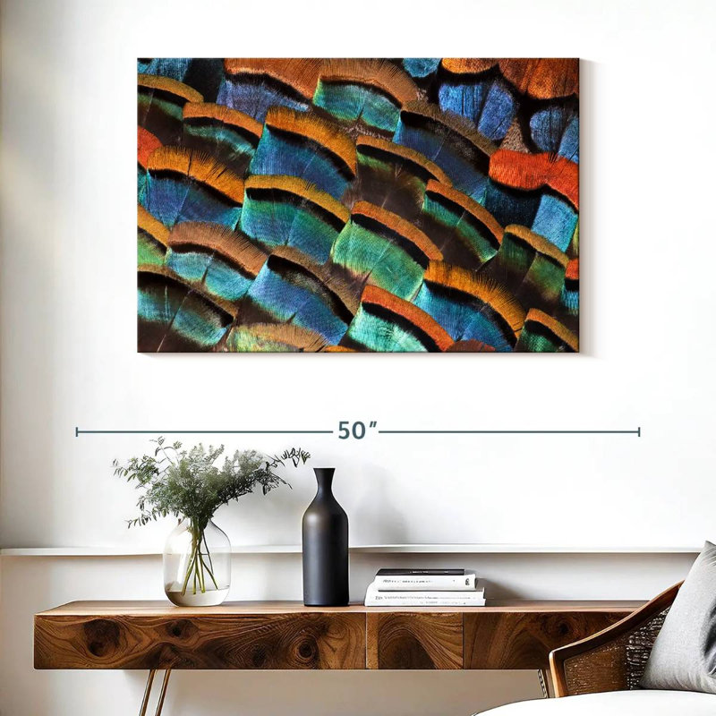 Kerner Turkey Ocellated Feathers, 26" H x 39" W