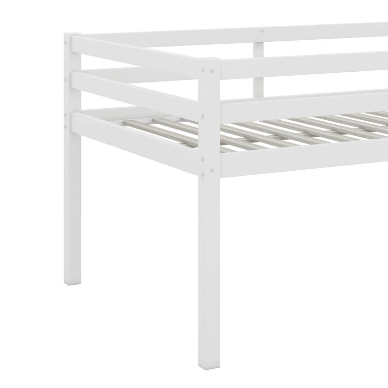 Full Rubber Wood Loft Bed With Ladder, White