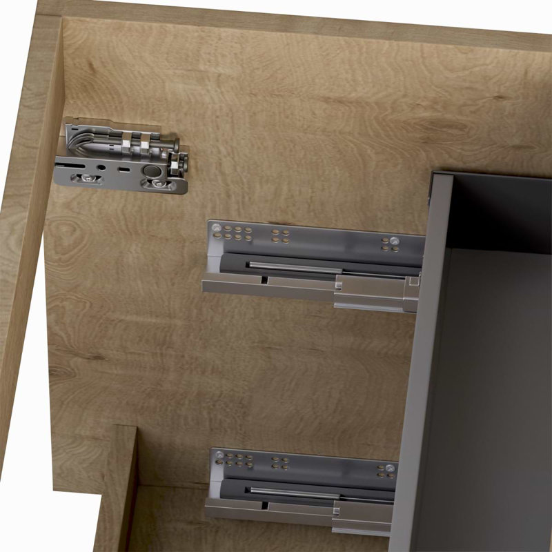 Duo 24" Single Vanity With Integrated Ceramic Top, Weathered Oak, White, 24"