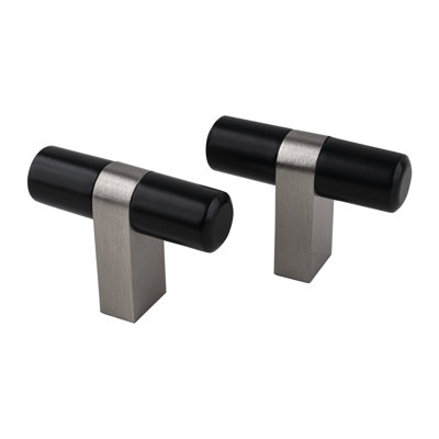 Bouton en T de 1 à 3/4 po, noir mat, métal (ensemble de 28)