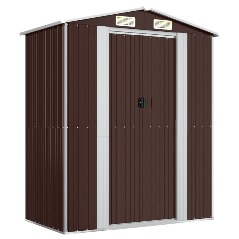 Galvanised Steel Apex Garden Shed, Dark Brown, 223cm H X 192cm W X 108cm D