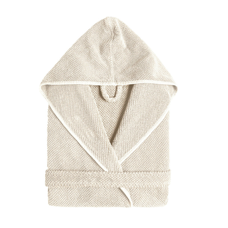Bee 100% Cotton Waffle Bathrobe, Natural, L