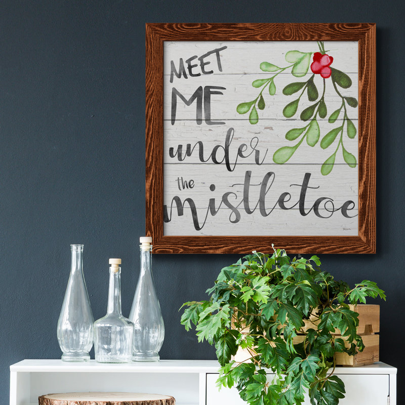 «Mistletoe», art textuel sur toile, Toile avec cadre érable patiné, H 17 po x l 17 po x P 1,5 po