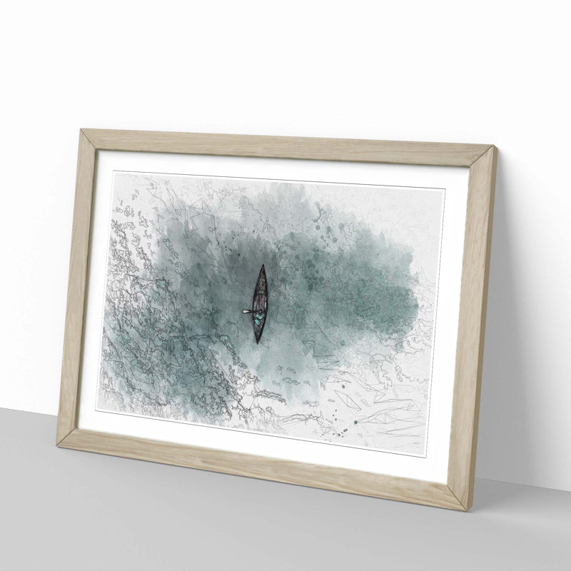 High Above the Boat in Abstract - Picture Frame Graphic Art Print, Oak Framed, 27cm H x 36cm W x 2cm D