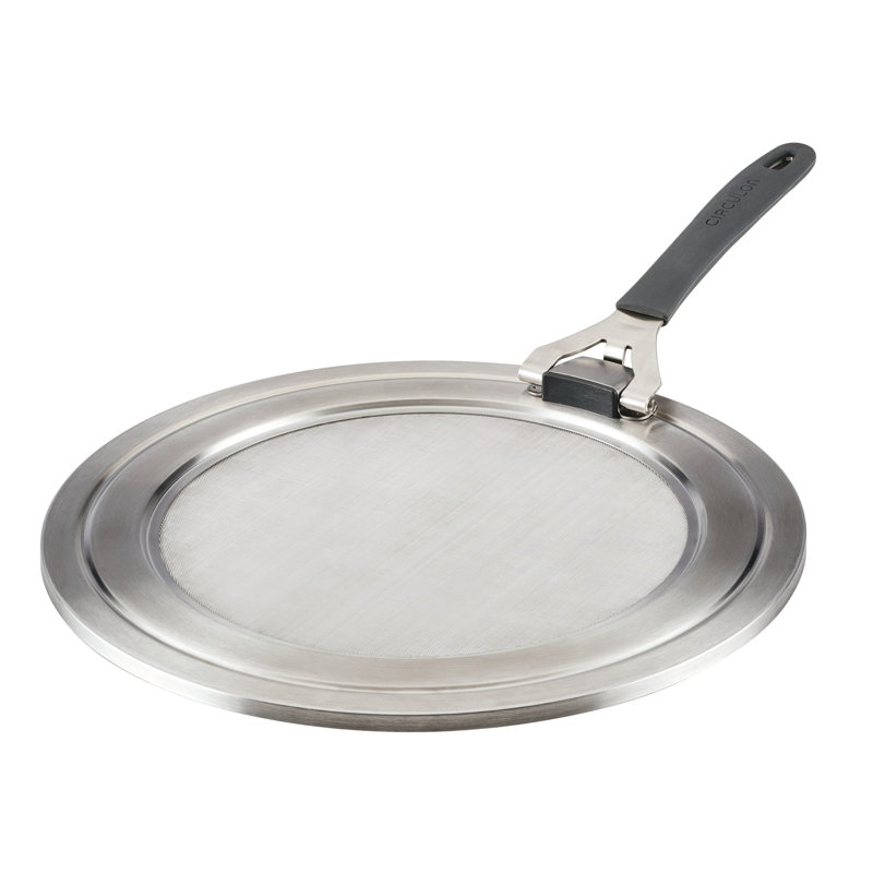 Circulon Universal Splatter Guard Mesh Grease Cover For Pots And Pans Protects Stove, Countertop, And Kitchen From Oil When Frying, 13 Inch, Stainless Steel