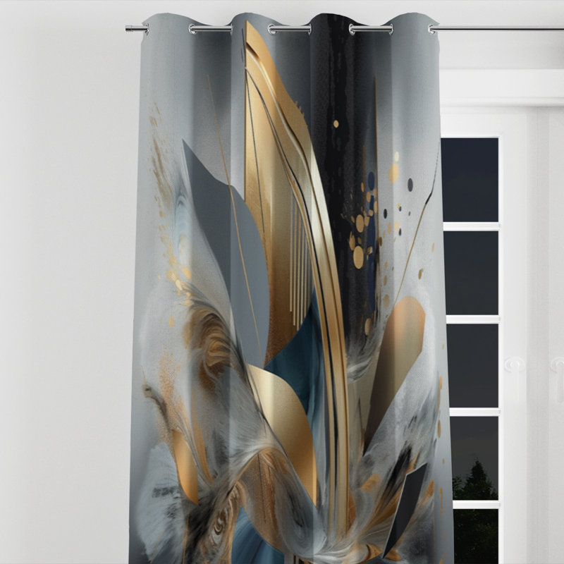 Doux doux Marble Abstract II - rideau à œillets occultant moderne - 1 panneau, L 52 po x L 90 po, Œillets argentés