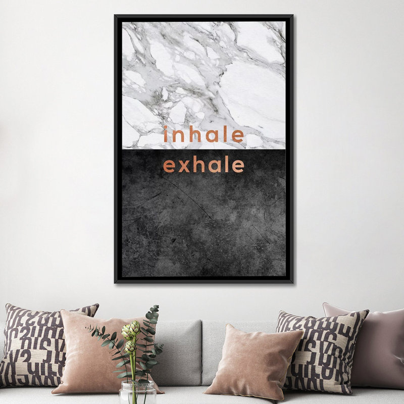 «Inhale Exhale», impression sur toile, H 48 po x l 32 po x P 1,5 po, Toile avec cadre noir, Pas de tapis