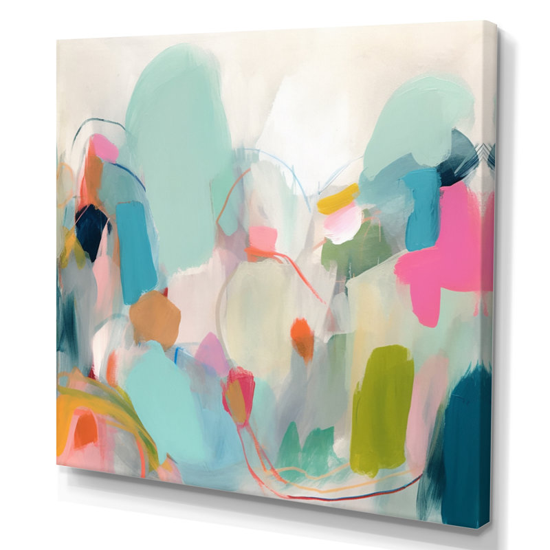 «Pink Blue Minimalims Fludity III», reproduction d'art sur toile, H 16 po x l 16 po, Toile tendue, Sans cadre