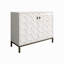 Rangement d'appoint moderne avec finition lustrée blanc moderne de 31,88 po de hauteur avec tablettes et revêtement métallique doré