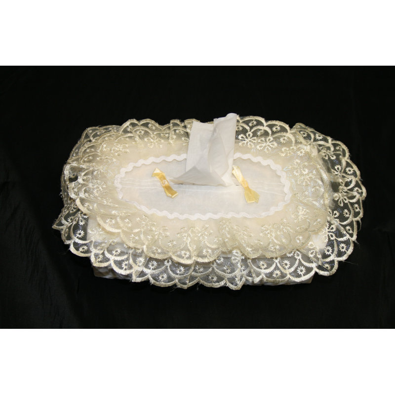 Couverture de boîte de tissu de dentelle, Ivoire
