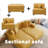 4-Piece Upholstered Orange Corduroy Modular Sectional Sleeper Sofa Set With Armchairs & Removable Ottomans-2132590702