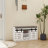 Modern Shoe Storage Bench, 2-Tier Entryway Bench with 2 Sliding Barn Doors & Full Soft Removable Seat Cushion for Entryway, Hallway, Bedroom